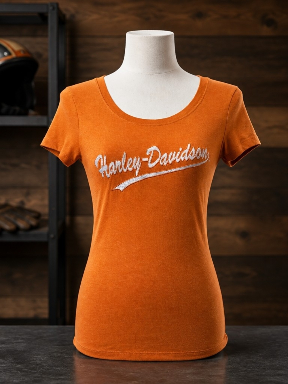 Harley-Davidson Women's size M Orange Script Logo Tee